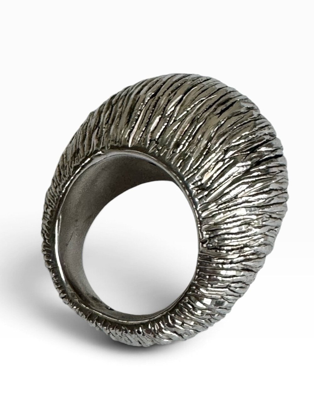 JCM Italy Sterling Silver Textured Dome Ring
